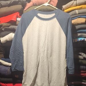 Bella Canvas Men's Long Sleeve Raglan Shirt - Blue and Gray